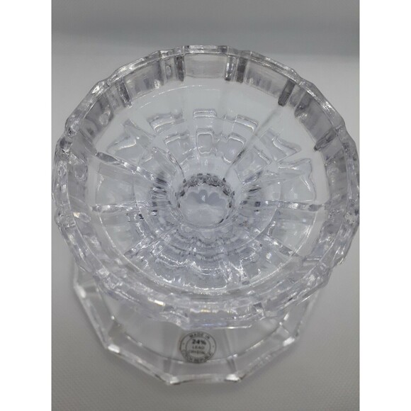Vtg. Czech Republic 24% Lead Crystal Flared Candlestick Holder Taper Votive - Picture 4 of 7